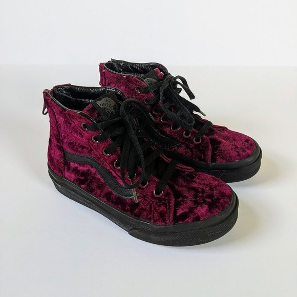 maroon velvet vans